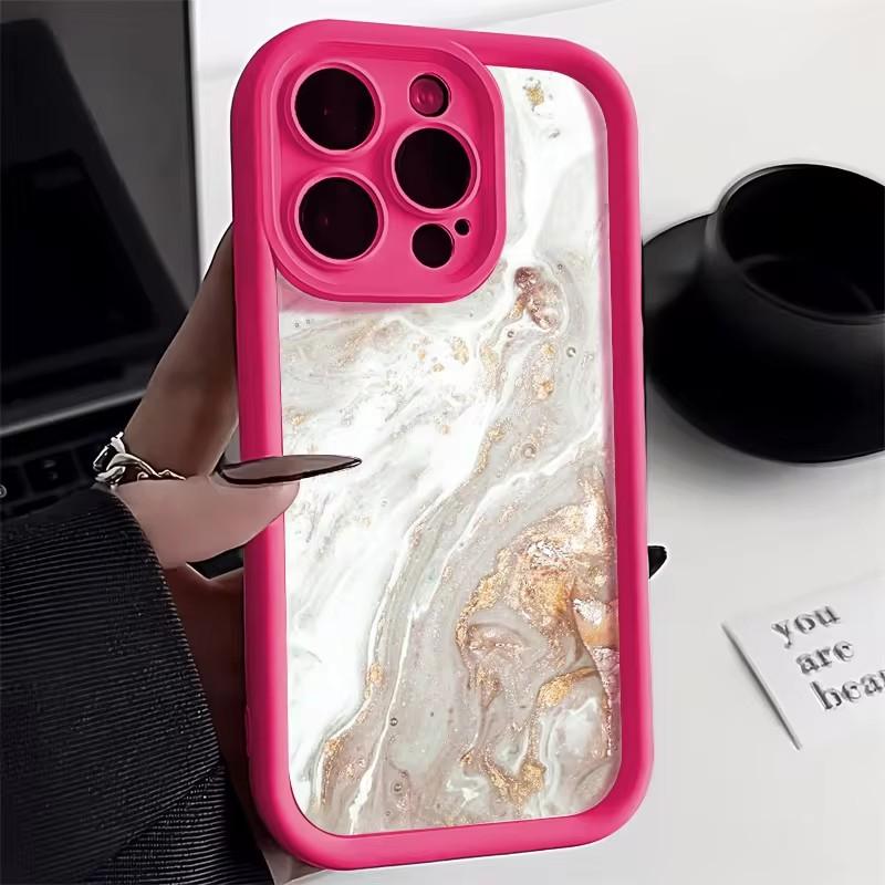Phone Case For iPhone 17 16 15 14 Pro Max Plus 13 12 11 Pro XR X XS 7 8 Plus SE2 17Air Oil Painting Gold Marble Shockproof Cover