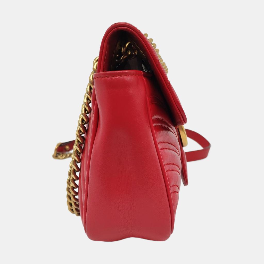 [Pre-Owned] Gucci GG Marmont Small Matelassé Shoulder Bag 'Red' - Very Good #Q733F4