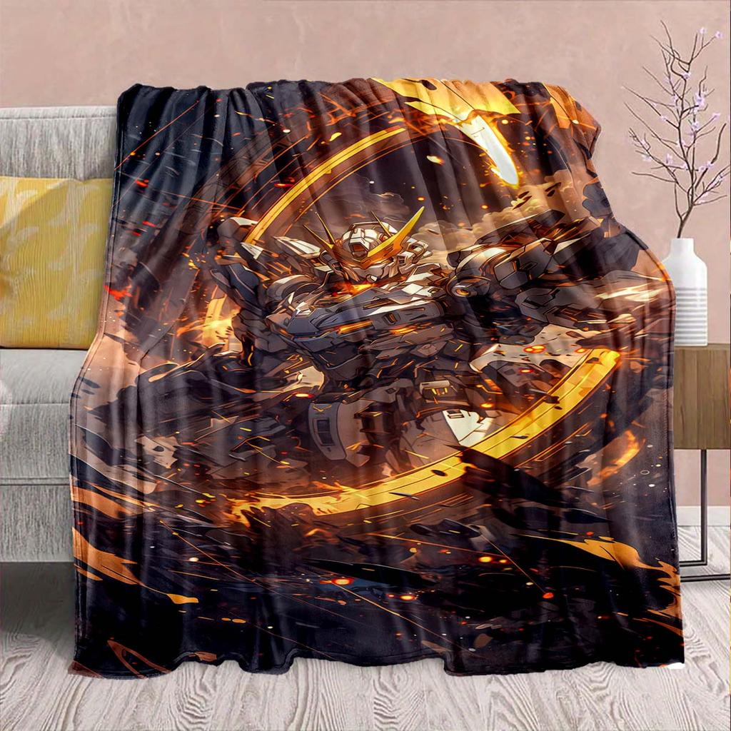 Gundam Anime Flannel Blanket - Soft Warm Perfect for Sofa, Bedding Camping Travel Office Home Decor -QJY