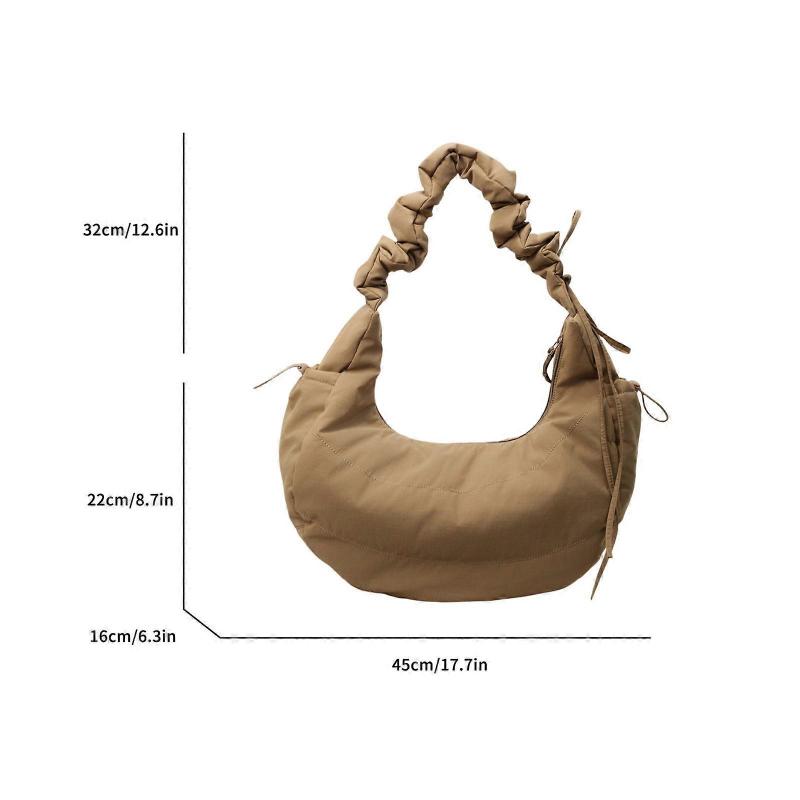 Large Capacity Quilted Nylon Bag For Women Ergonomic Crossbody Shoulder Purse Lightweight Practical Casual Day Bag  Pink