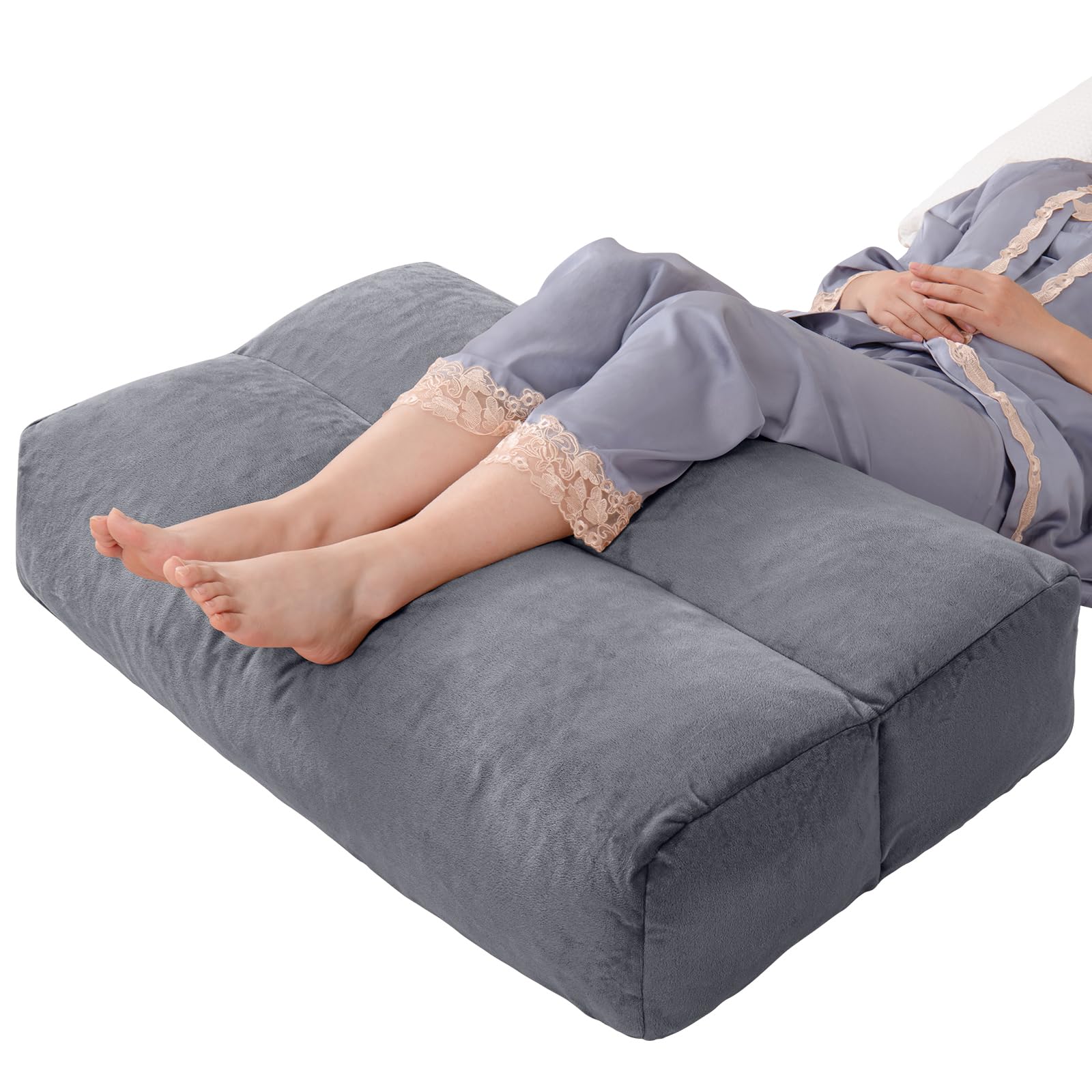 

MAGIC ELEPHANT Foot Pillow, Sleeping Cushion, Leg Pillow for Knee Support and Calf Support, Multi-Purpose, Washable Cover with Non-Slip Backing (Gray)