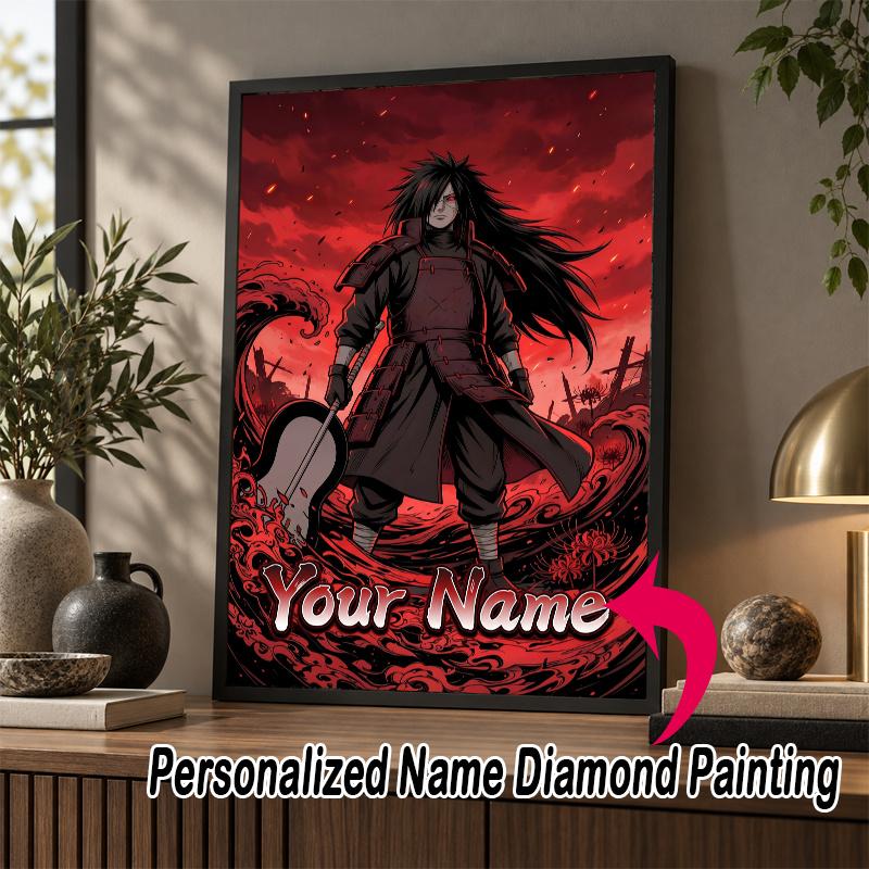 Personalized Madara Uchiha Diamond Art Custom Name 5D Diamond Painting Full Drill DIY Craft