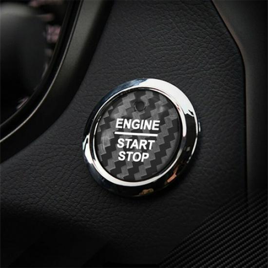 1x Real Carbon Fiber Car Interior Start Button Cover For Ford Focus Mondeo