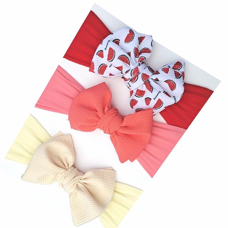 3 Pcs/Set Baby Girl Headband Soft Nylon Bows Elastic Headbands Hair Bands For Kids Newborn Turban Infant Baby Hair Accessories
