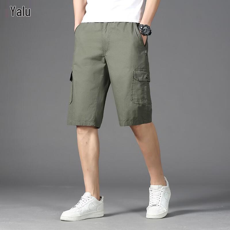 Ya Lu Men s Casual Loose Fit Seven-Point Cotton Shorts 3XL