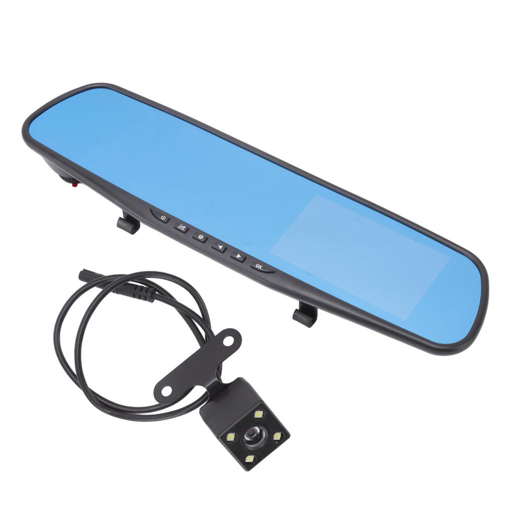 Rearview Mirror Dash Cam 4.3in Screen 1080p Loop Recording Built in G Sensor Parking Monitoring for Car