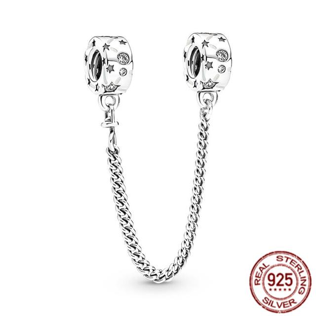 Charm-Anhänger aus 925er-Sterlingsilber mit funkelnder Pavé-Krone, O-Baum, Sicherheitskette, passend für Original-Fasion-Armbänder, DIY-Frauenschmuck, Geschenk