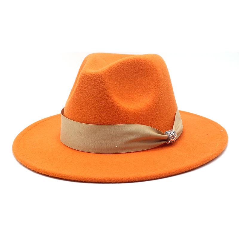 British Woolen Hat Women'S Spring Wide Brim Flat Top Internet Celebrity French Top Hat Flat Edge Imitation Wool Camel Jazz Hat