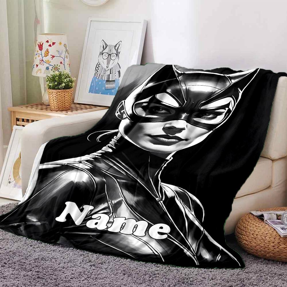 Custom Name Batman Theme Printed Blanket - Perfect for Couch, Bed, Travel & Outdoor Use | Machine Washable, Cozy & Durable.