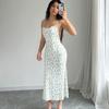 Hot-selling New Fashionable Sweet Floral Sexy Backless Neck Sleeveless Split Middle Dress