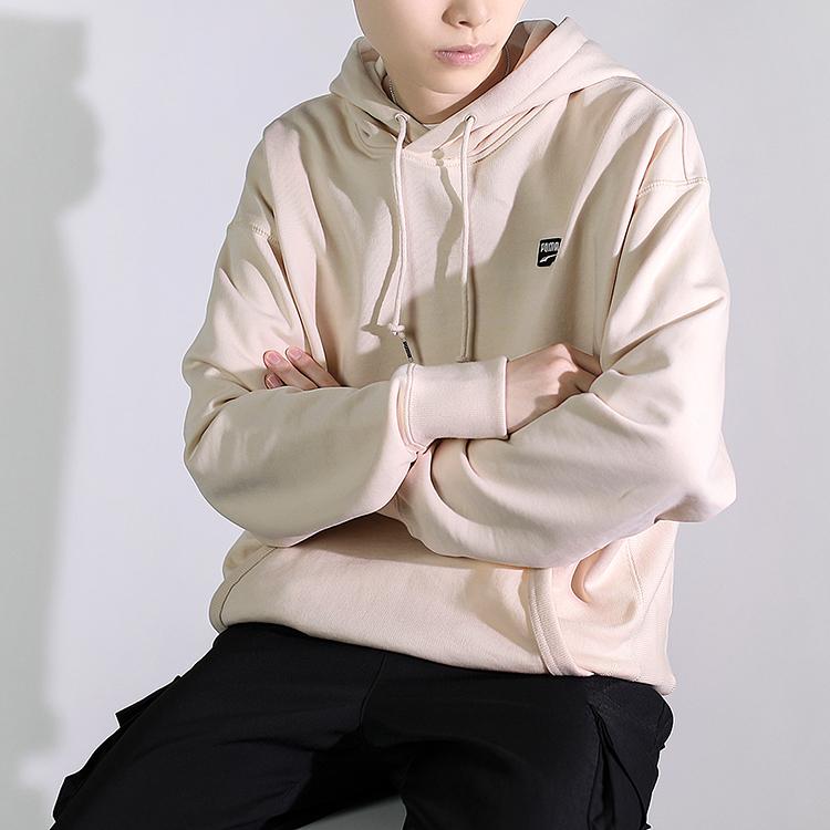 Puma Downtown Pullover Hoodie Men Tops Beige 596002-89
