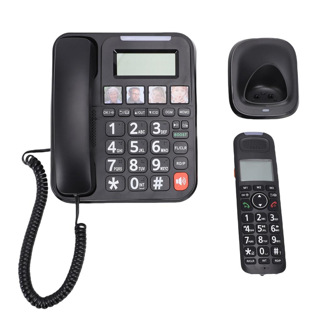 Kabelgebundenes Telefon und Schnurloses Mobilteil Heim-Digitaltelefonsystem Vollduplex Freisprechen Rückrufbeleuchtetes Großes Display