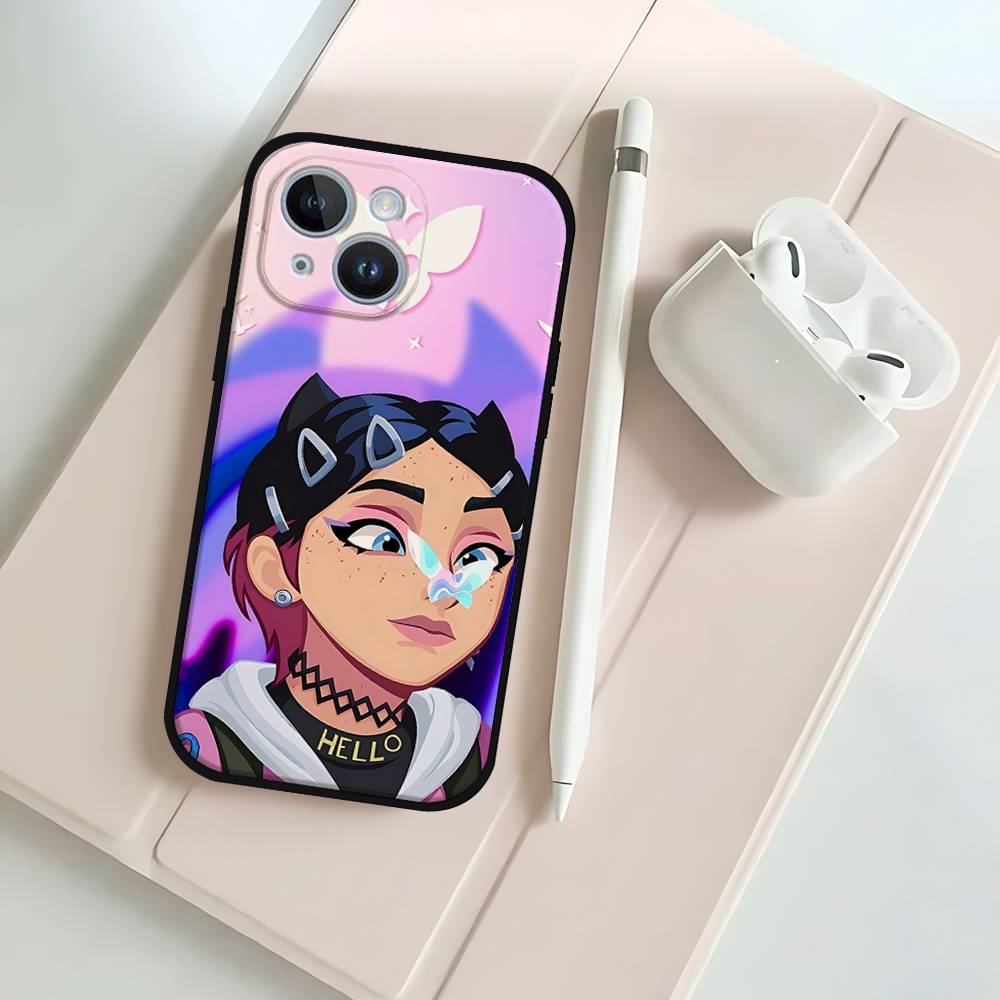 Cute C-Clove V-ValorantS Phone Case Phone Case For IPhone 17 16 15 14 13 12 11 X XR XS Plus Pro Max Mini Soft Black Cover
