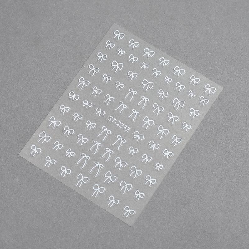 3D Bowknot Nail Stickers: Black, White, Gold, Silver & Red Self-Adhesive Decals