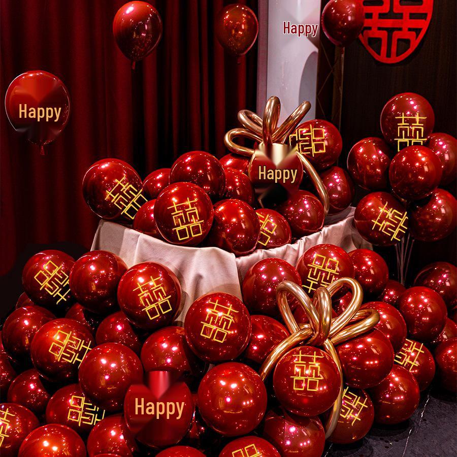 Double Layer Red Latex Balloons Set for Wedding & Engagement Room Decorations