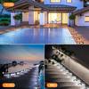 Quntis Solar Deck Lights for Outdoor Use, Dual Color Modes, Visible Up To 500m Away, IP68 Waterproof, Solar Driveway Lights for Stairs, Walkways, and