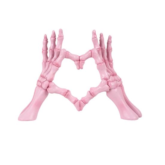 Skeleton Hand Figurine Halloween Gothic Love Heart Gesture Bone Hand