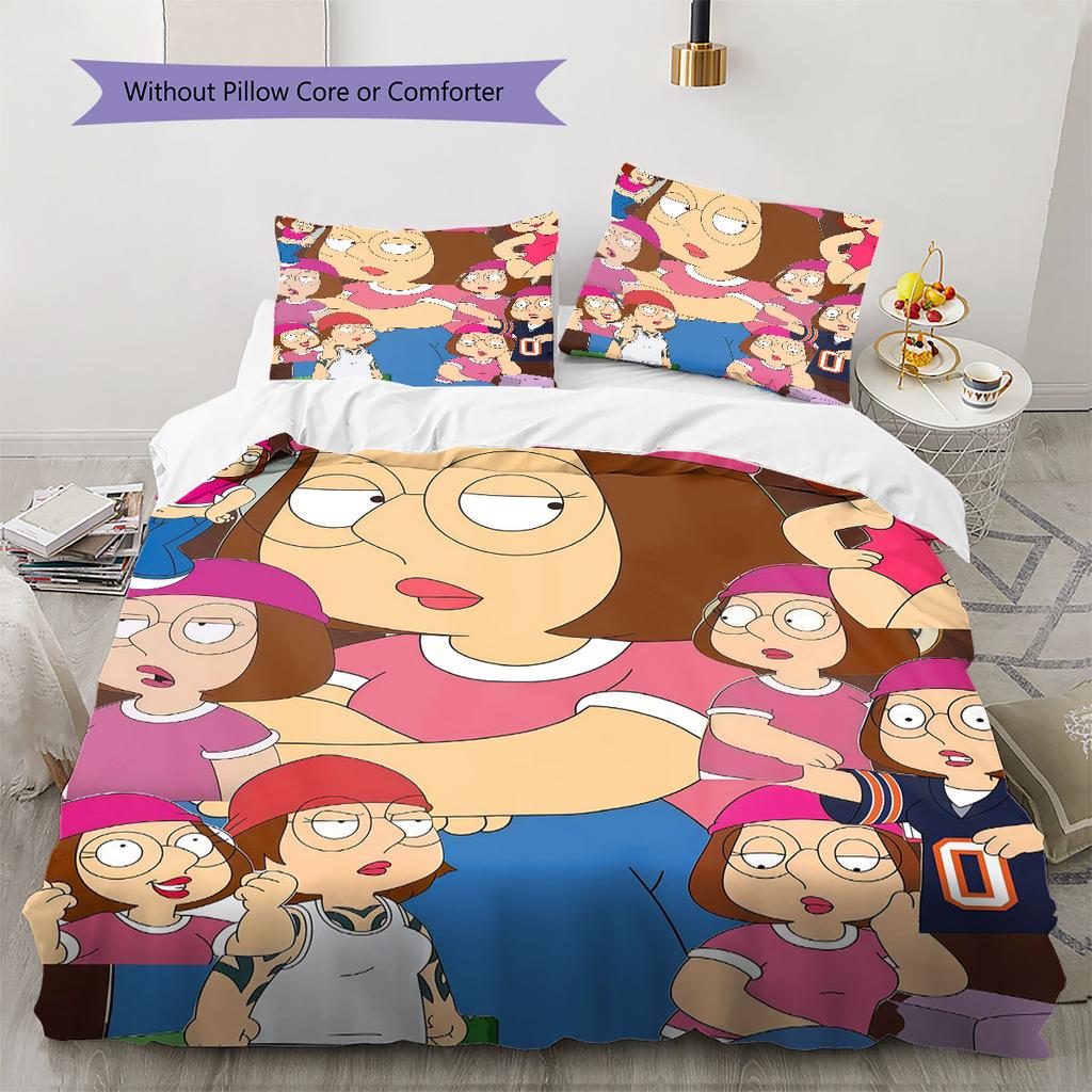 Meg Griffin Pattern Bedding Home Decoration Birthday Gift ( 1 duvet cover + 2 pillowcase, without core),fan merchandise.