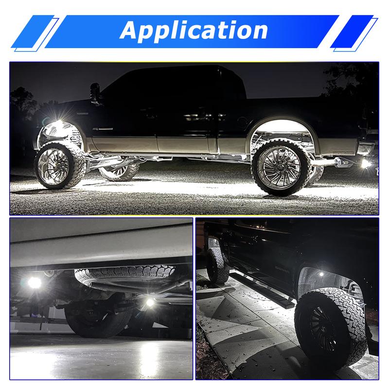 4Pcs 12V 24V White LED Car Underbody Glow Atmosphere Light 24 SMD Chassis IP67 Waterproof Wheel Stone Rock SUV Pickup Motocycle
