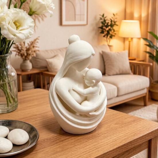 Mother Holding Baby Sculpture 3D Printed Mother And Child Figurine for Nursery Room Table Decor Mother's Day Gifts for New Mom