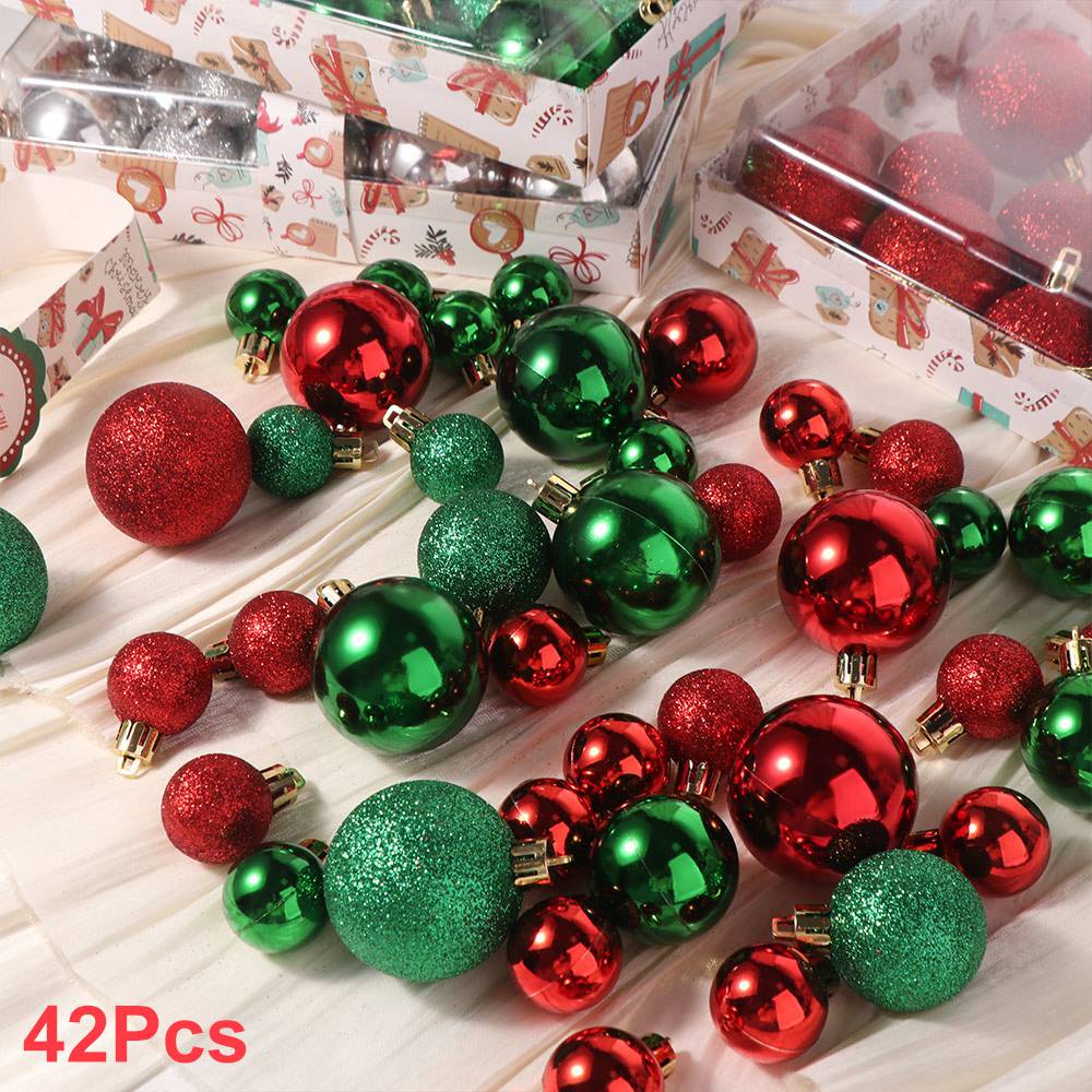 42Pcs Creative Electroplated Christmas Hanging Balls  Happy New Year Decoration