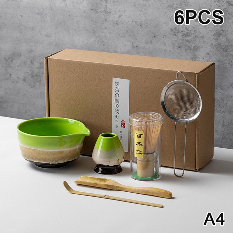 5/6Pcs Matcha Tea Set Bamboo Whisk Teaspoon Sieve Matcha Ceramic Bowl Matcha Whisk Japanese For Tea Lovers Tea-Making Tools