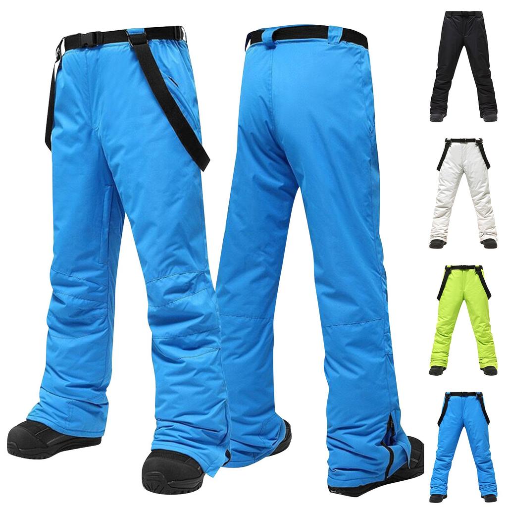 Men's Solid Color Warm Thick Waterproof Pocket Strap Ski Pants For Men