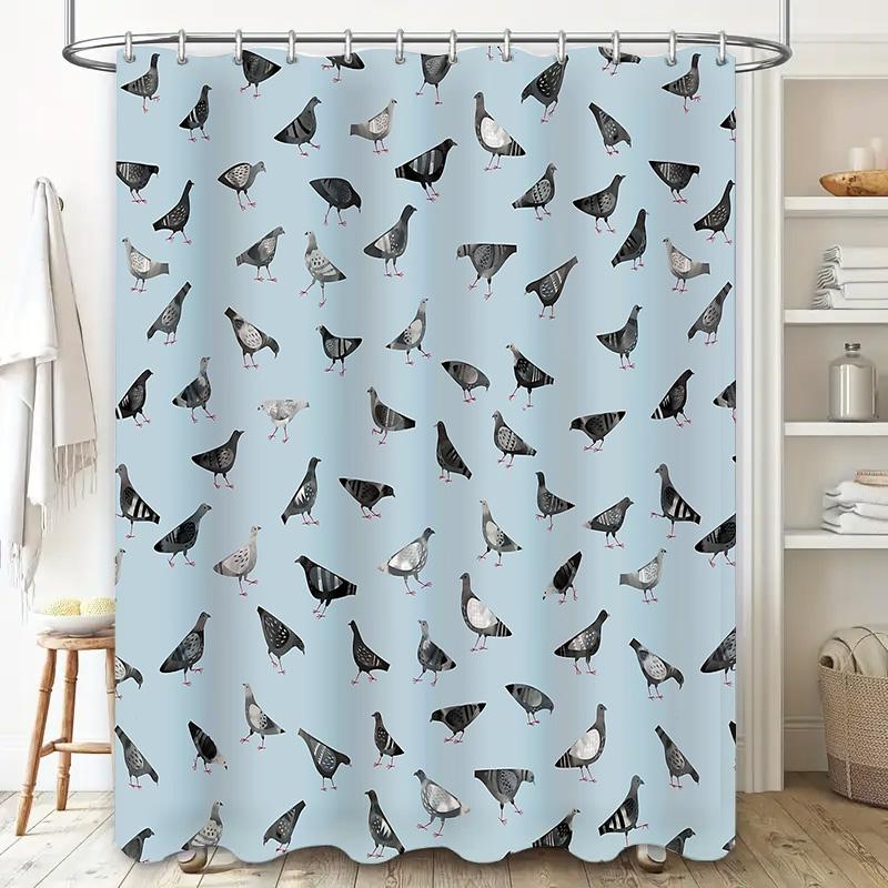 Bathroom Curtain Bird Pattern Shower Curtain Vintage Forest Animals Nature Decor Waterproof Fabric Home Decor Washable Liner