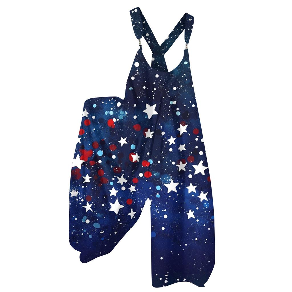 Damen Sommer Overalls Blumendruck Vintage Jumpsuit (Nicht verstellbare Träger)