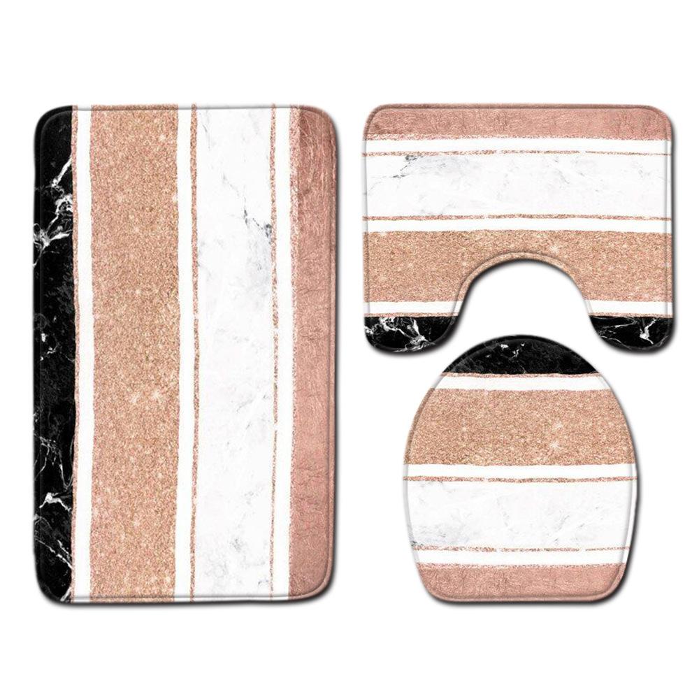 Marmorstrukturierte Toilette Dreiteilige Bodenmatte Fußmatte Badezimmerteppich
