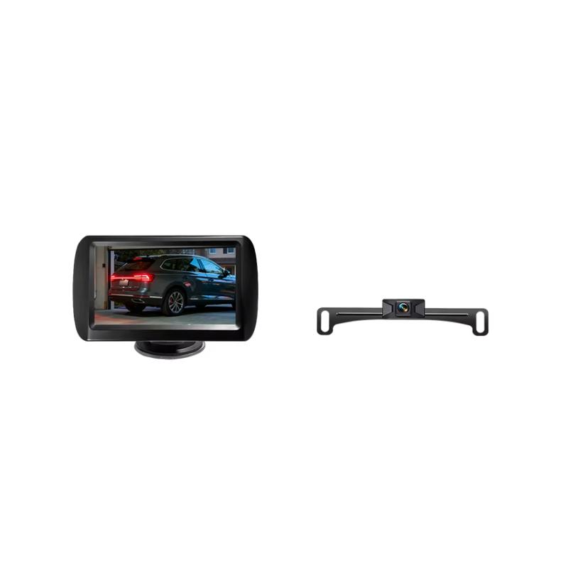 4.3 Inch Wireless License Plate Car Camera Monitor Kit Rear View Backup Cam Night Vision Waterproof Parking Assistant None