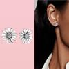 Authentic Sterling Tone Pendiente Daisy Flower Stud Earrings Earrings Fit For Women Original Earrings Fine JewelryFlower Stud