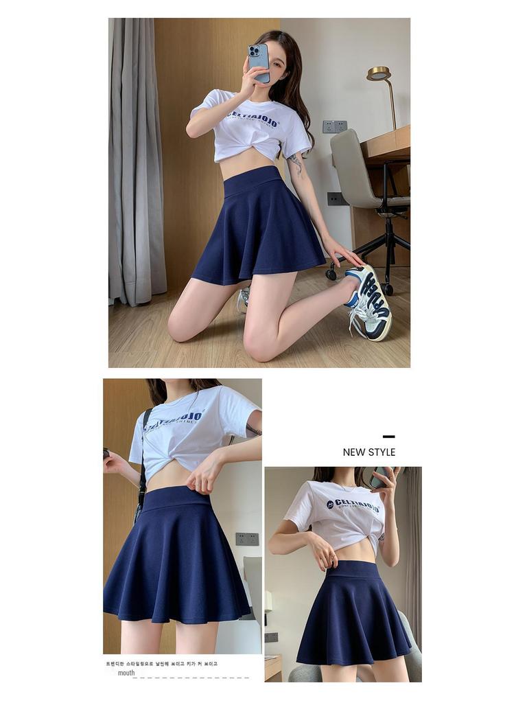 Women's Plus Size High Waist Pleated Bubble Skirt with Anti-Exposure Lining