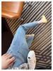 Women's Slimming High-Waist Petite Straight-Leg Jeans for Pear-Shaped Figures - Summer Stretch, Plus Size, Nine-Point Length.
