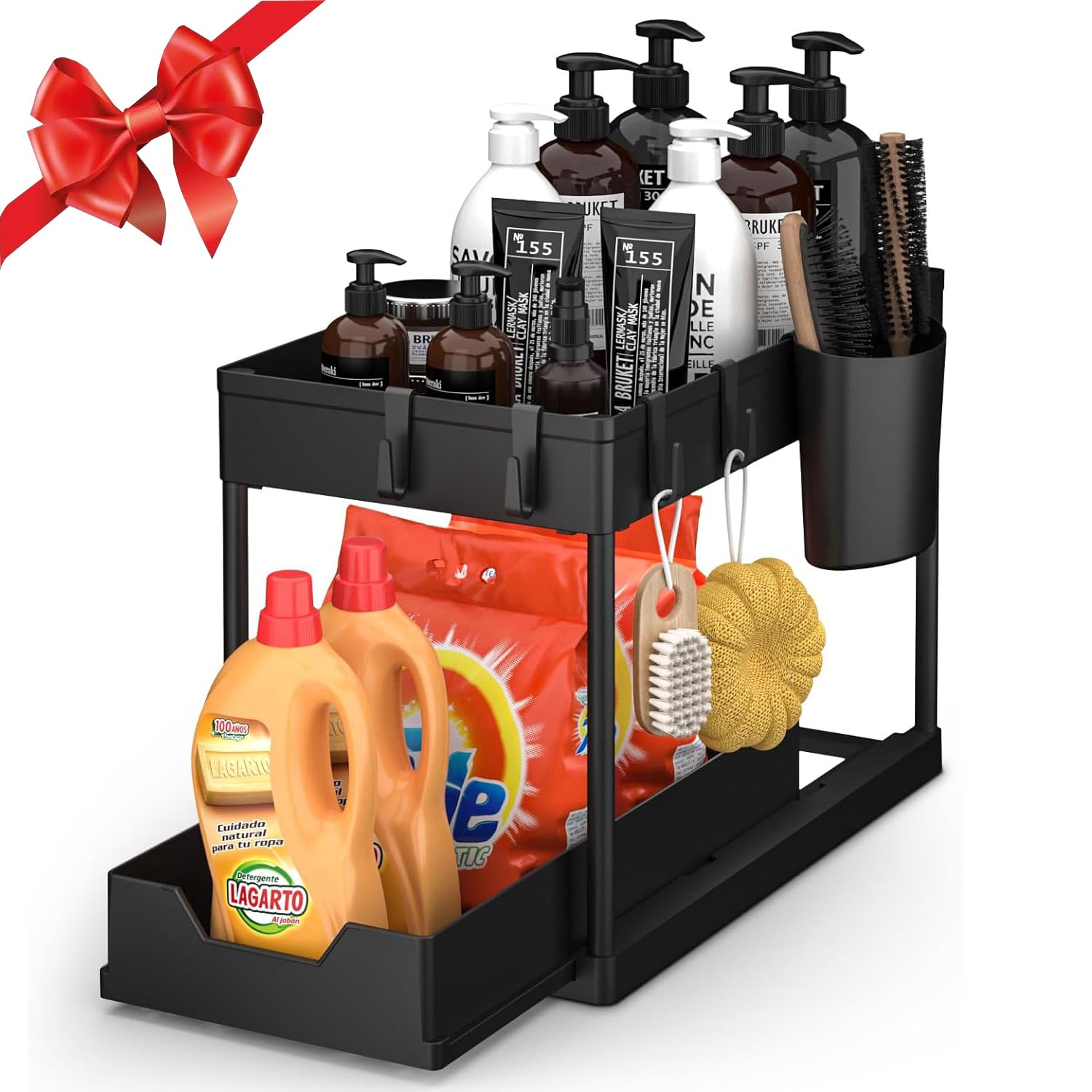 Under Sink Storage Holder 2 Tier Under Bathroom Cabinet Organizer Multi-Purpose Storage Shelf for Bathroom Kitchen ( 2 Pack)