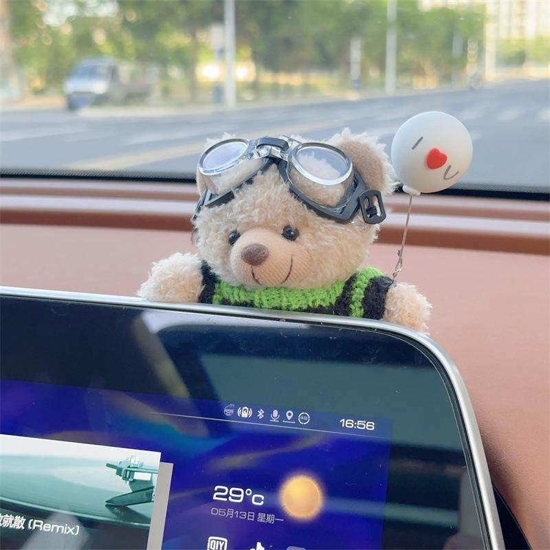 Car Interior Decor Accessories Plush Bear for Car Center Console Decoration cute Car Accessories for Auto Home Office Decor Gift