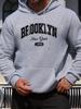 Men's Casual, Versatile and Fashion Hooded Sweatshirt with A BROOKLYN Letter Pattern A Warm Cozy Winter Hoodie for All Seasons