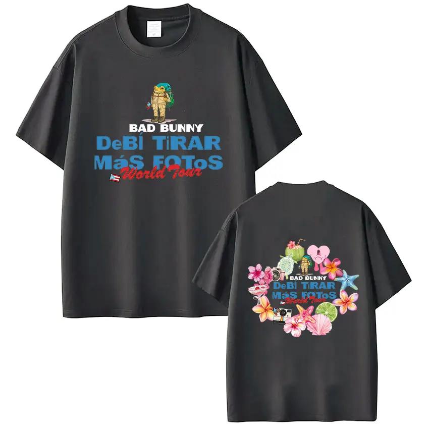 Rapper Bad Bunny Debi Tirar Mas Fotos DTMF World Tour Magliette Uomo Donna Moda Vintage Hip Hop Manica Corta T-shirt Streetwear