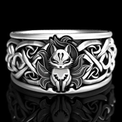 Ins Trendy European and American Fashion New Viking Nine Tailed Fox Ring Creative Ring