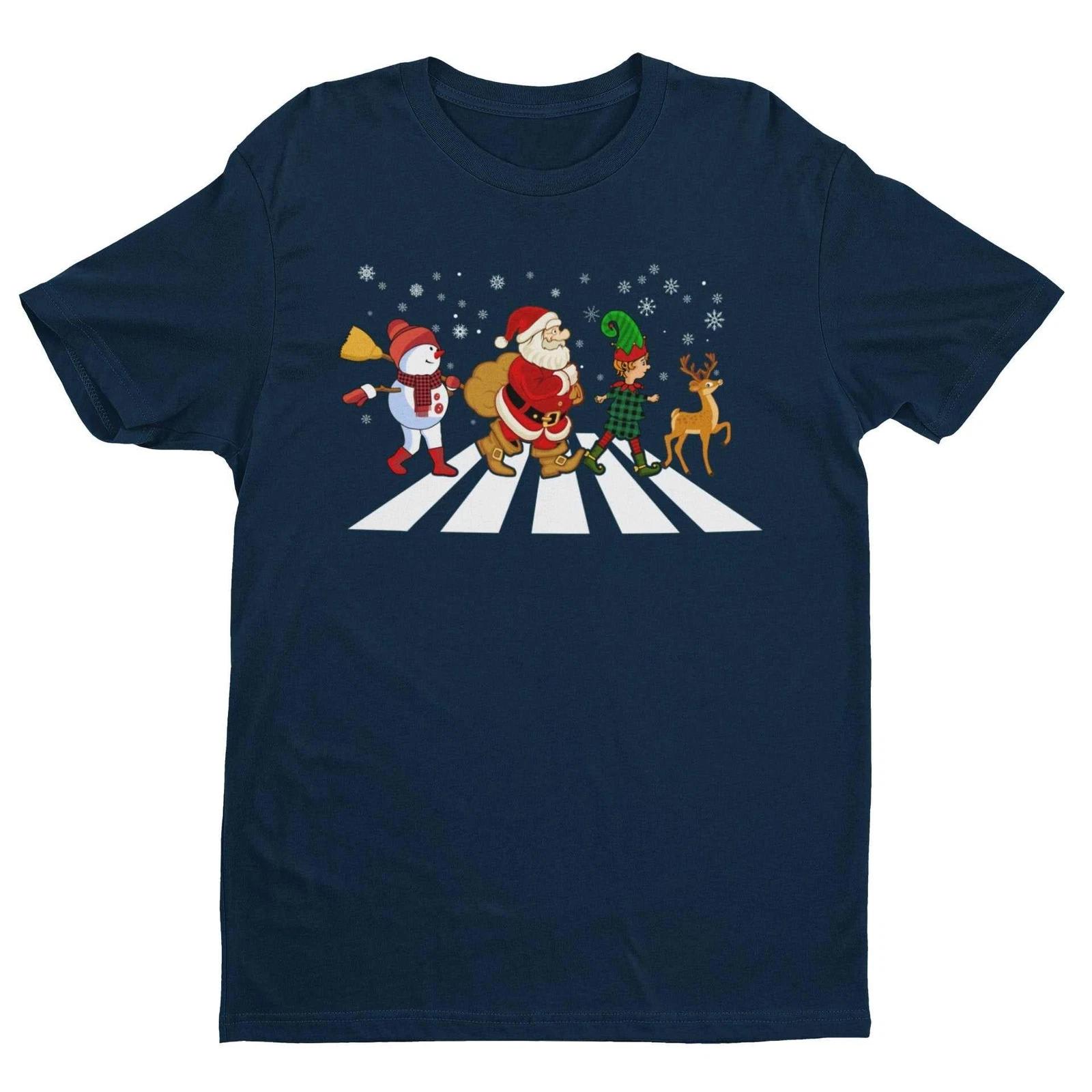 Funny Christmas Road T Shirt Abbey Parody Santa Music XMas Crossing Gift Idea 4XL