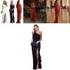 Elegant Sexy Women Sloping Shoulder Ruffled Party Evening Irregular Wedding Dress