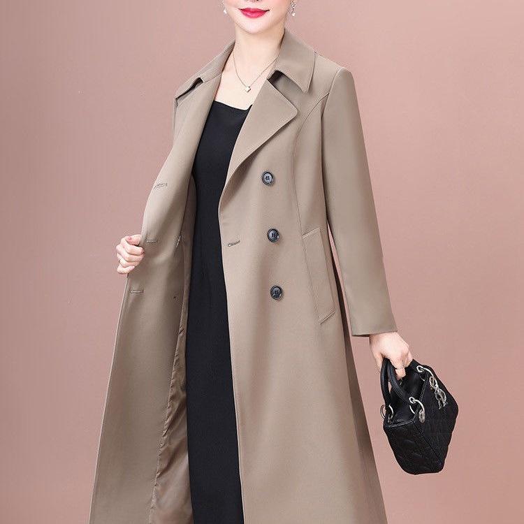 Elegant Spring 2025 Women's Mid-Length Trench Coat for Elderly Ladies