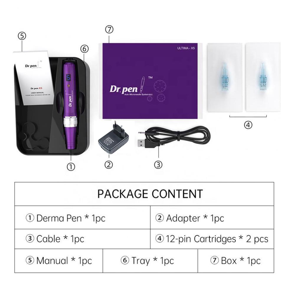 Dr.Pen X5 Wireless Derma Pen Microneedling Derma Rolling MTS Micro Needle Therapy System Skin Care Beauty Tool With 12Pcs Needles Cartridges