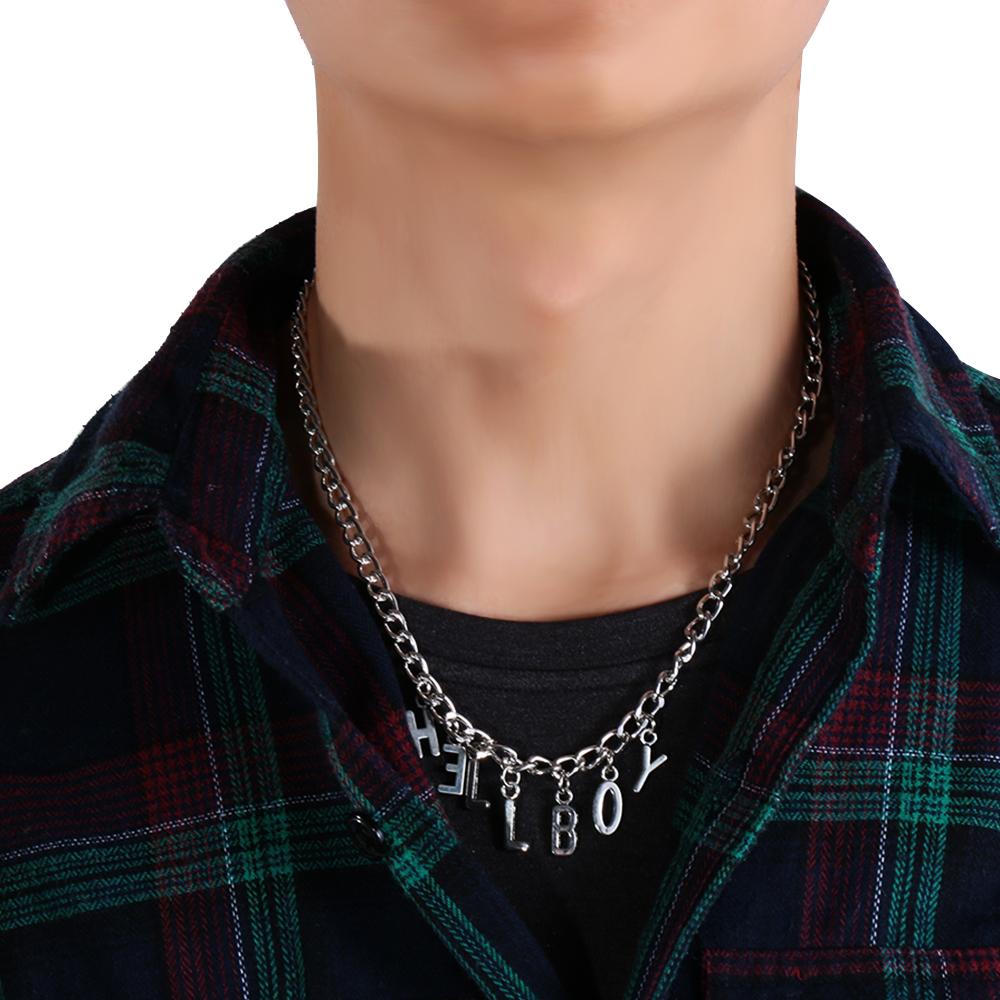 Coole Hip Hop Damen Choker Bib Kette Anhänger Halsketten mit dem Buchstaben "Hellboy"