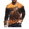 Langarm-T-Shirt mit Tiermotiv für Herren, Pferdemuster, kreative Persönlichkeit, lässige Streetwear, Qualität, bequeme Kleidung