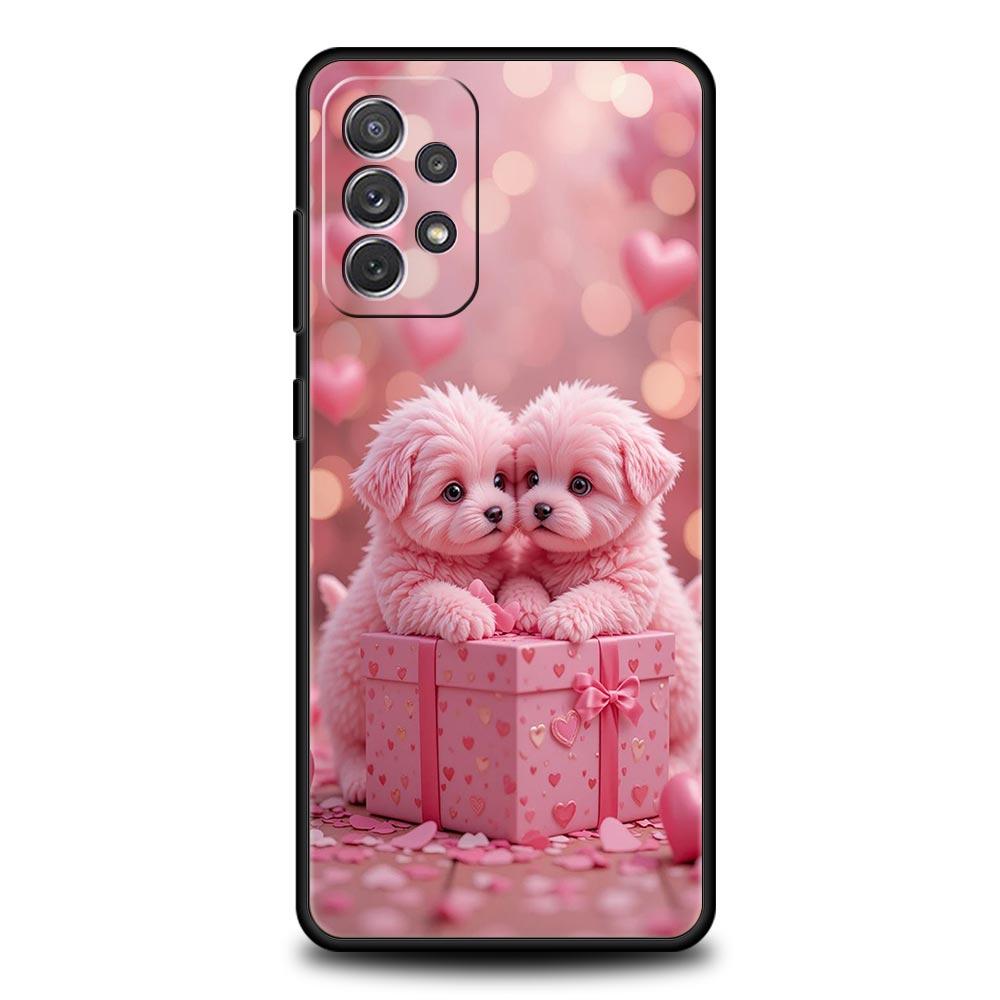 Cute Little Dog Phone Case for Samsung Galaxy A55 A35 A17 A07 A15 A13 A25 A51 A71 A72 A73 A32 A52 A52S A41 5G Soft TPU Shell Bag
