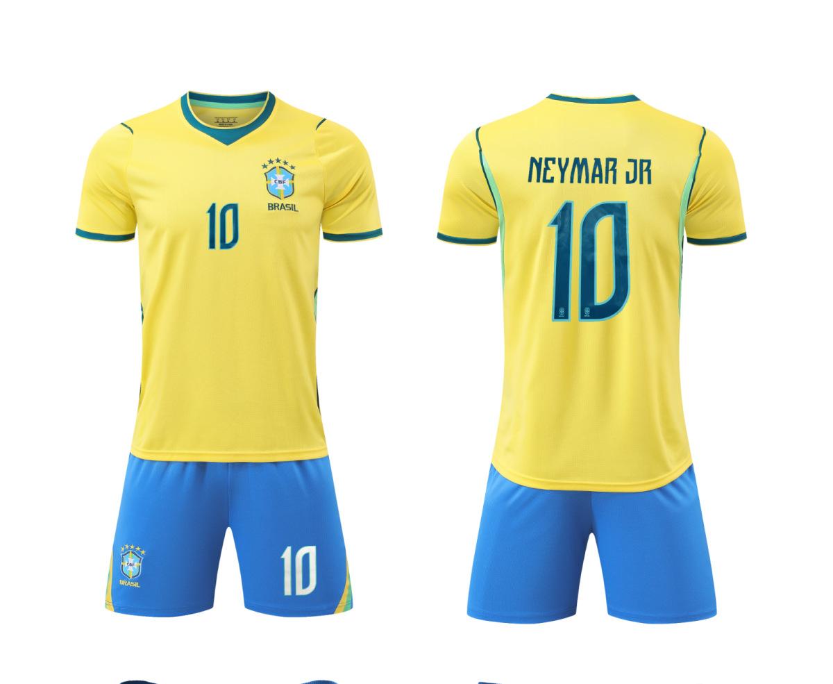 26-27 Brazil home yellow No. 10 national team football jersey children s clothing adult set size 14-3XL 14 yards/90