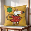 Cute Bobo the Mouse Cushion Cover Natural Linen Organic Fabric DoubleSided Printing Couch Pillow Covers Home Decor