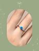 Blue Moissanite and Small Diamond Pave Ring In 925 Silver - Women's Light Luxury Gemstone Index Ring