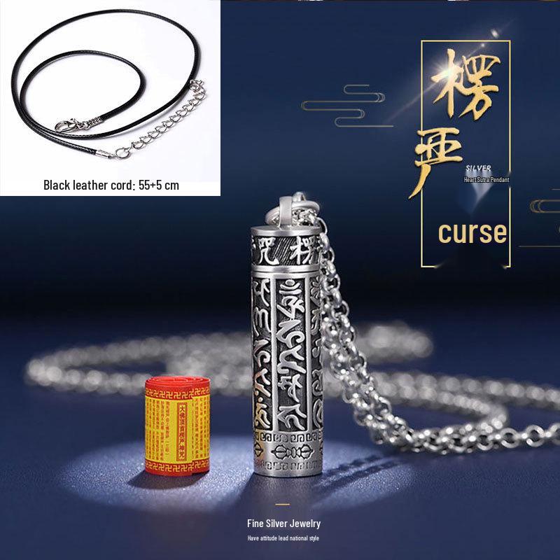Collier Mantra Shurangama à Six Caractères Ethnique - Pendentif Ouvrable, Cadeau Amulette pour Couple